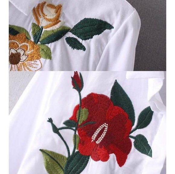 Women Shirt Flower Embroidery - Picture 3 of 4